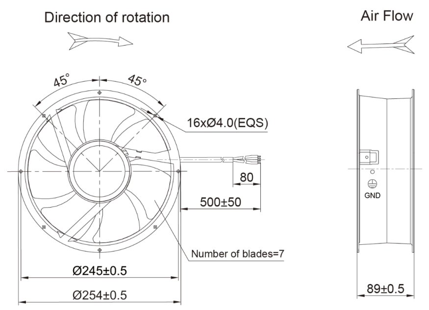 215mm EC-DC Axial Fan PA3N215B24M