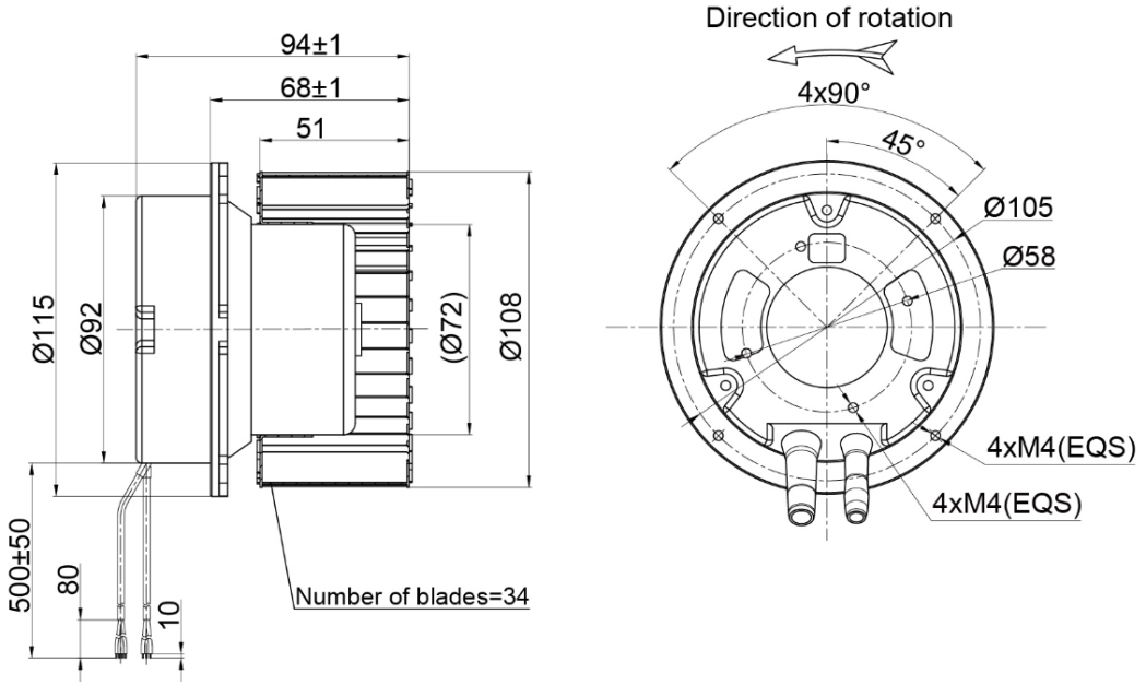 108mm EC-AC Forward Curved Centrifugal Fan PF3N108B2EM
