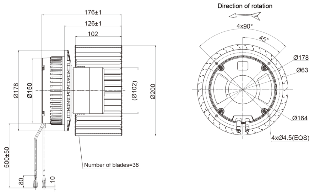 200mm EC-AC Forward Curved Centrifugal Fan PF3N200B2EM