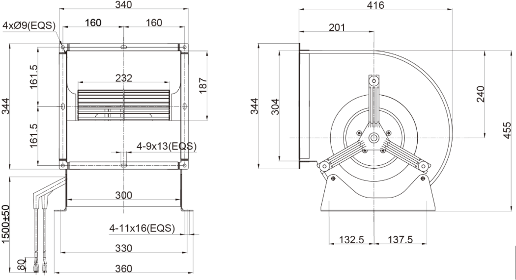 280mm EC-AC Dual Inlet Blower PD3N280B4EM
