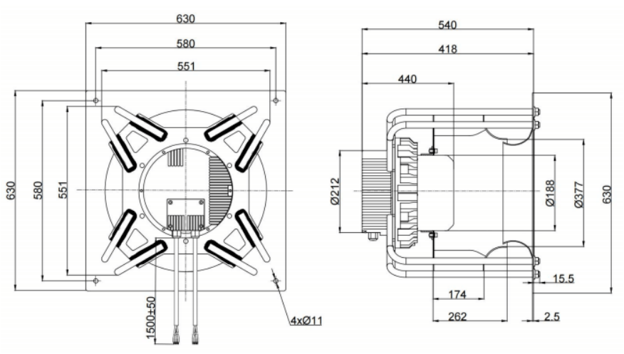 560mm EC-AC Backward Curved Centrifugal Fan with Bracket PK3N560B4EEL