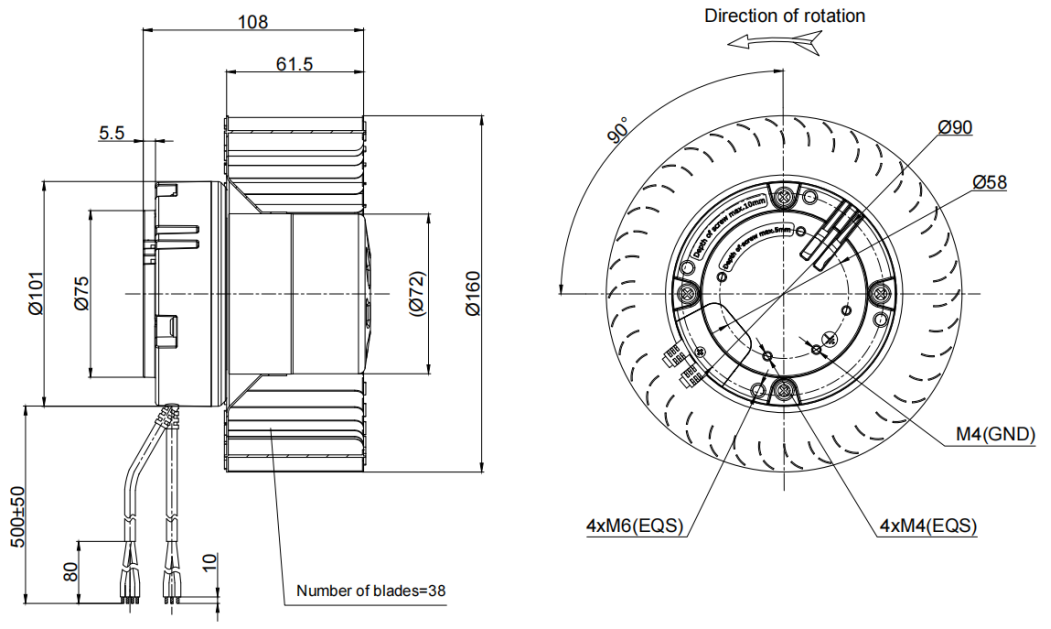 160mm Waterproof IP55 EC-AC Forward Curved Centrifugal Fan PF3N160B2E-TZ0