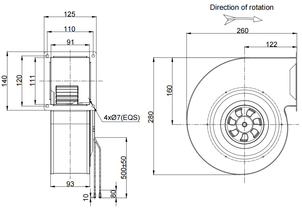 108mm Waterproof IP55 EC-AC Forward Curved Centrifugal Fan PF3N108B2E-RZ0