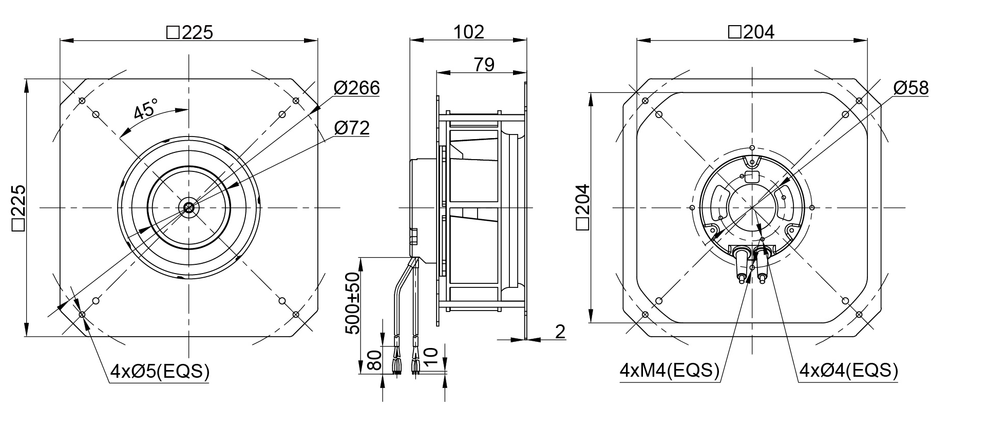 175mm EC-AC Backward Curved Centrifugal Fan with Support Bracket PK3N175B2EH