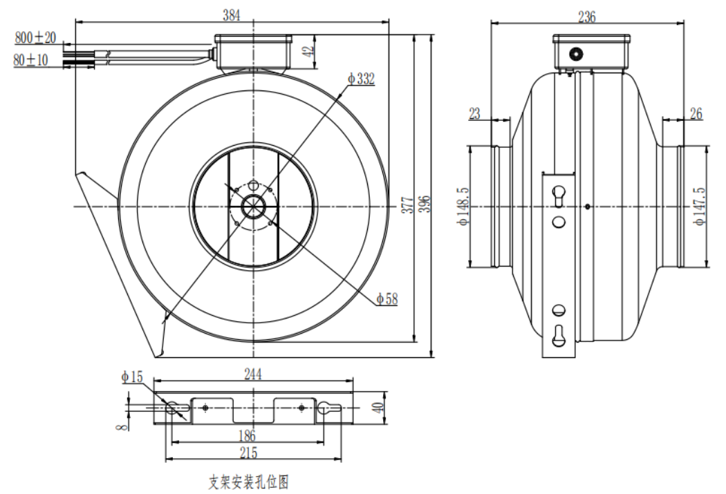 150mm EC-AC Duct Fan PQ3N150B2E-RZ0