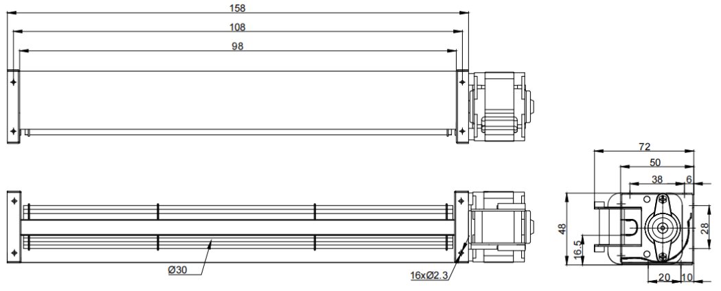 Φ30x98mm AC Cross Flow Fan PC30B1A98B