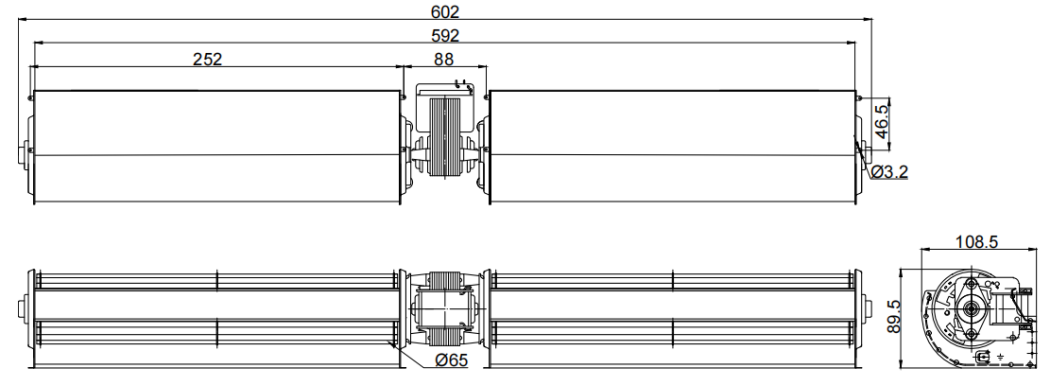 Φ65x240mm AC Cross Flow Fan PC65B2A240C